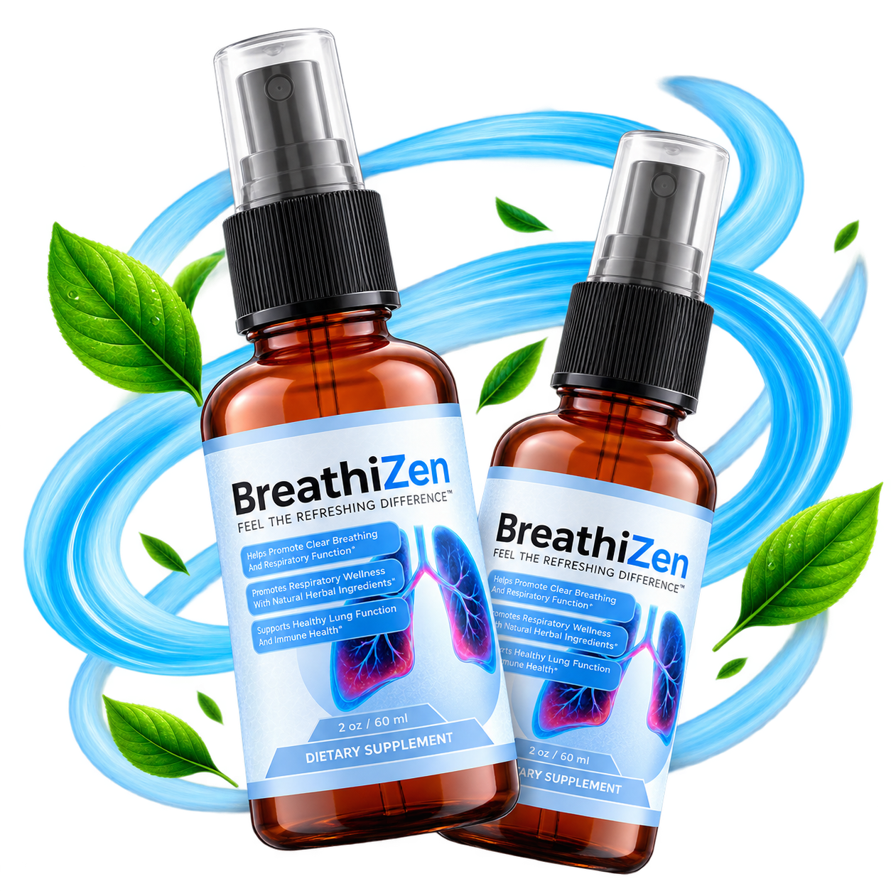 BreathiZen herbal respiratory support oral spray bottle